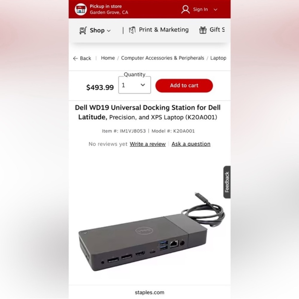 COPY - Dell wd19 docking station k20a001